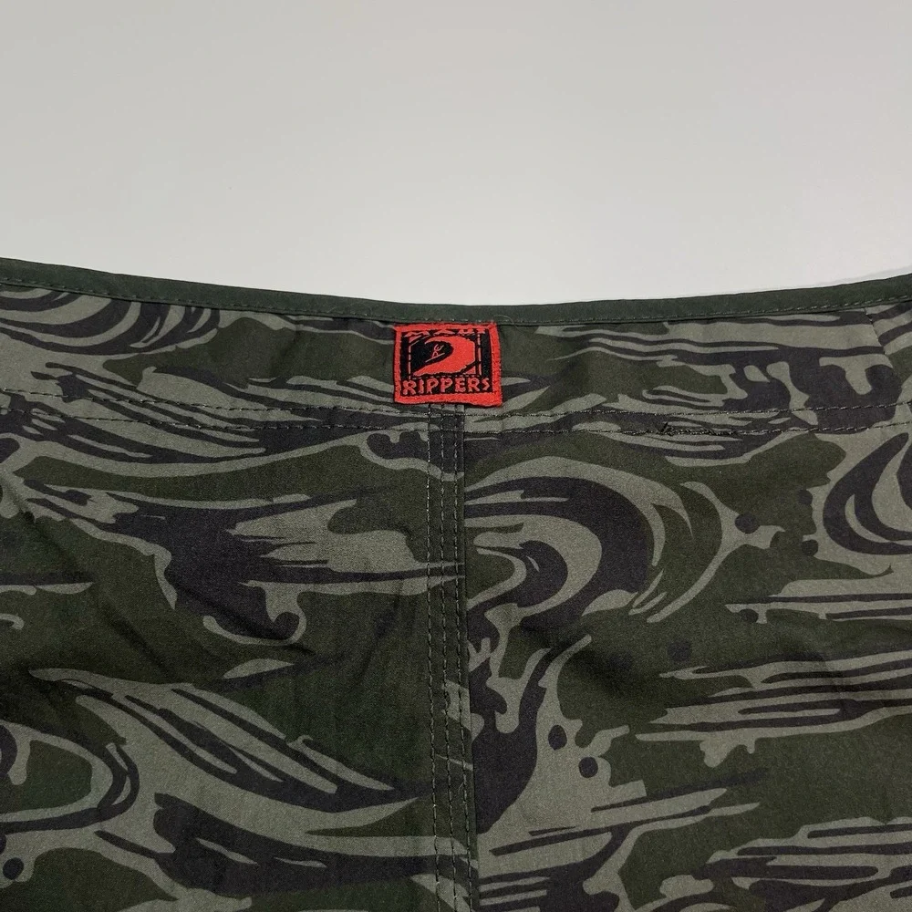 Maui Rippers Board Shorts Mens Size 16 Green Wave Surf Swim Trunks Cargo Pocket